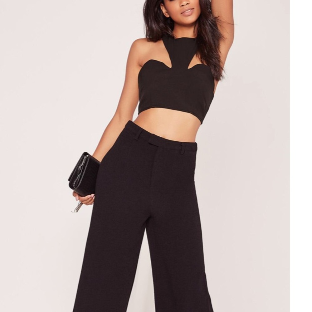 Black Balcony Crop Top